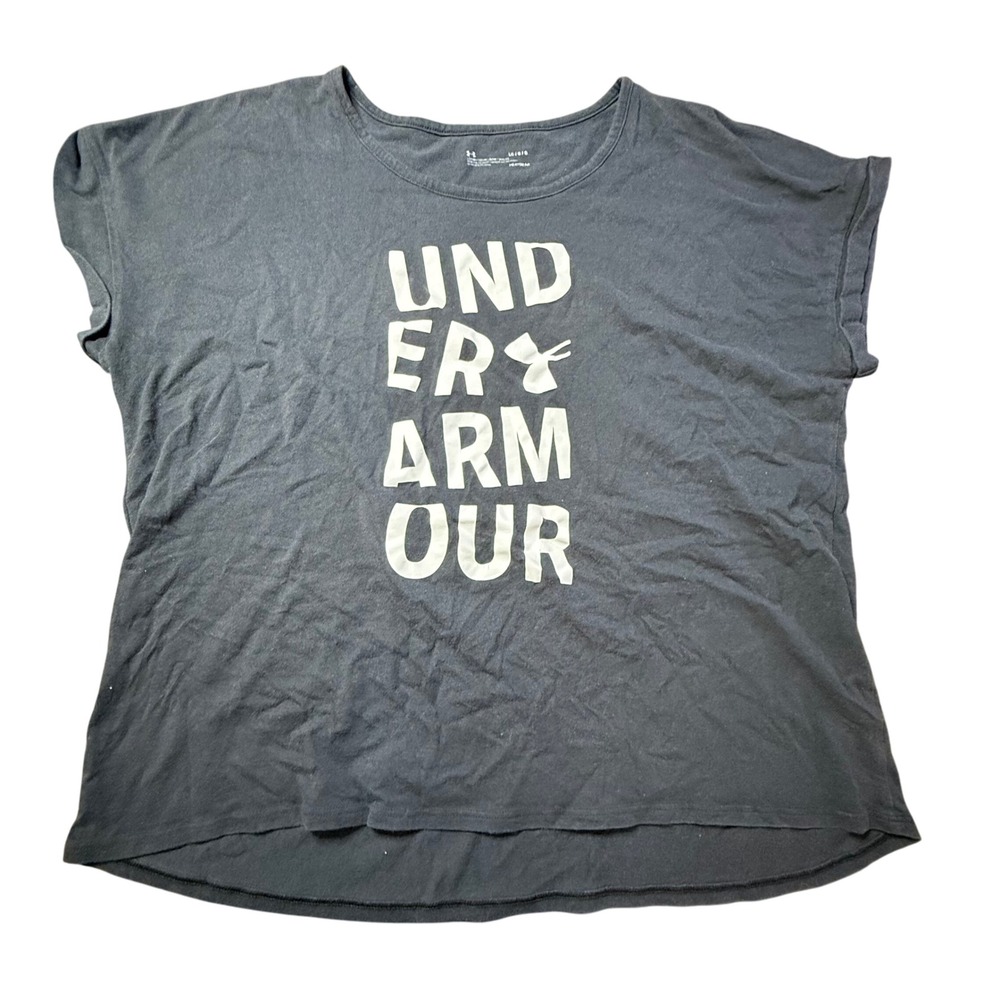 Under Armour Loose Fit Heatgear T‎ Shirt Top Women's Large Gray Short Sleeve